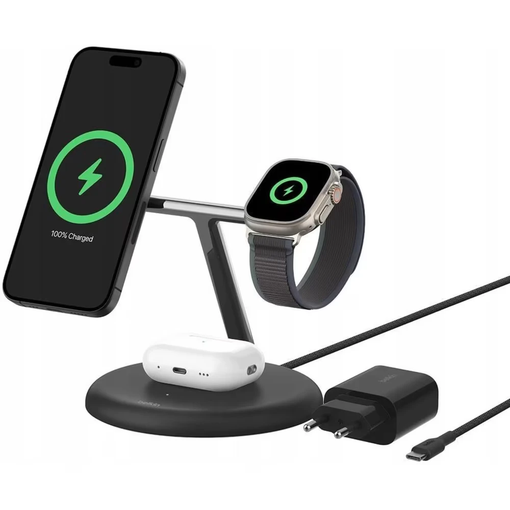 Belkin BoostCharge Pro 3w1 Qi2 15W (WIZ023vfBK) – najlepsze ładowarki indukcyjne