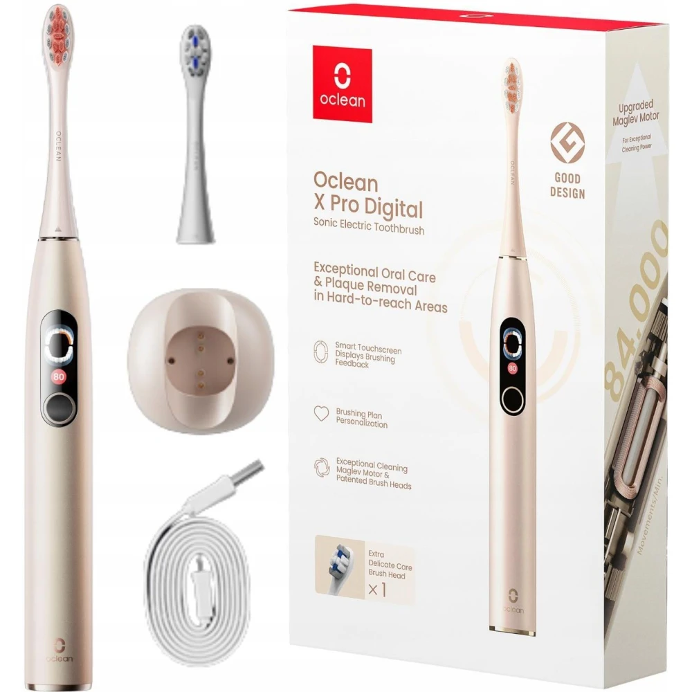 Oclean X Pro Digital Złoty C01000383 – najlepsze szczoteczki soniczne do zębów