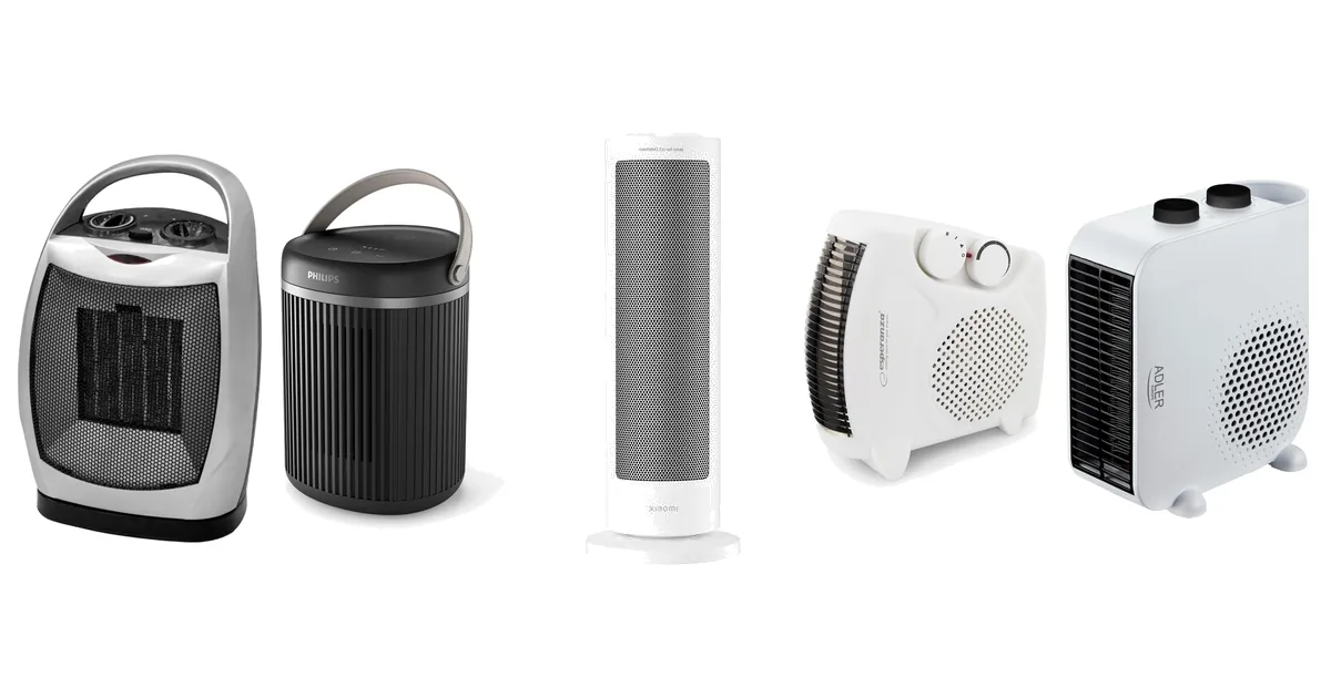 Pięć termowentylatorów z rankingu: Descon DA-T182CS, Philips CX3120, Xiaomi Fan Heater, Esperanza Waikiki i Adler AD 7748